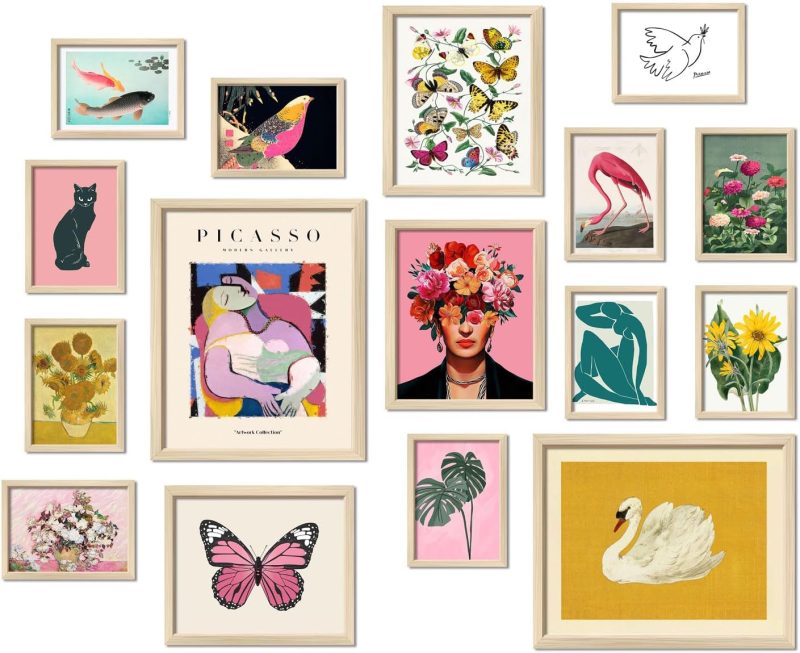 Framed Eclectic Wall Art Decor, Modern Maximalist Wall Prints