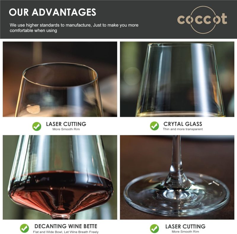 Red Wine Glass Set,Long stem Wine Glasses,Clear Lead-Free - Image 3